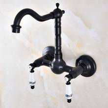 Black Oil Rubbed Bronze Bathroom Kitchen Sink Faucet Mixer Tap Swivel Spout Wall Mounted Two Handles mnf866 2024 - buy cheap