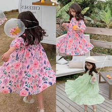 Keelorn Girls Flowers Princess Dresses 2021 Fashion Summer Kids Floral Vestidos Korean Children Holiday Casual Costume 3-7Y 2024 - buy cheap