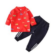 2020 новые модные комплекты одежды для мальчиков весенне-осенние детские комплекты хлопковые спортивные костюмы для мальчиков, детские костюмы футболка с длинным рукавом + штаны, От 0 до 4 лет 2024 - купить недорого