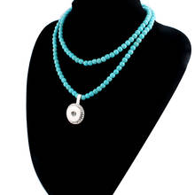 Collar con colgante elegante para mujer, de 18MM joyería con botones a presión, 72cm, ZG015 2024 - compra barato