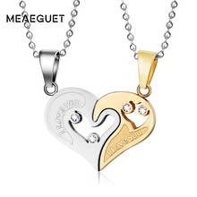 Meaeguet colar feminino com corrente, coração amor para casais, pingente de suspensão com corrente dourada 2024 - compre barato