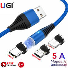 UGI 5A Magnetic Cable Strong Data Quick Charging For IOS Type C USB C Micro USB Cable Charger Cord for Android Phone braided 1M 2024 - buy cheap