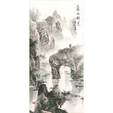 Pintura de seda chinesa de feng shui, arte de caligrafia decorativa para casa/escritório, cenário de parede com rolagem 2024 - compre barato