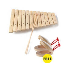 Freeship fine 1x children kids natural wood Wooden 8 12 tone xylophone percussion toy musical instrument for kids music develop 2024 - buy cheap
