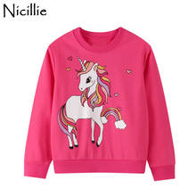 Nicillie-Sudadera de manga larga para niñas, Tops de algodón con unicornio, ropa de dibujos animados, Otoño e Invierno 2024 - compra barato