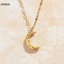 SOMMAR 2021 316L stainless steel Gold Vermeil Goddess pendant necklace Three-dimensional Fold Crescent bead necklace jewellery 2024 - buy cheap