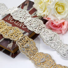 Sunspicems-Cinturón de caftán marroquí con diamantes de imitación para mujer, cadena de eslabones de Metal hueco, Color dorado, árabe, regalo de joyería de boda 2024 - compra barato