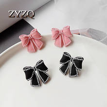 ZYZQ Fashion Acrylic Bow Knot Earrings For Women Sweet Black Pink Resin Bow Earrings Wedding Dinner Bridal Jewelry 2024 - buy cheap