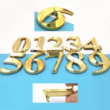 Pegatina de número de casa 3D de 5cm, números de puerta de Color dorado, 0 a 9, etiqueta de dirección de número de plástico, etiqueta de puerta de Hotel, 1 ud. 2024 - compra barato