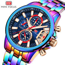 Colorful Mens Watches MINIFOCUS New Fashion Stainless Steel Top Brand Luxury Chronograph Quartz Wristwatch Man Relogio Masculino 2024 - buy cheap