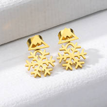 Fashion Snowflake Stud Earrings For Women Stainless Steel Gold Silver Color Earing Friend Christmas Gift Jewelry Brinco Kolczyki 2024 - buy cheap