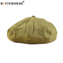 BUTTERMERE Berets Caps for Women Suede Female Winter Hat Solid Casual Octagonal Cap Vintage 2022 New Arrival Women Hat 2024 - buy cheap