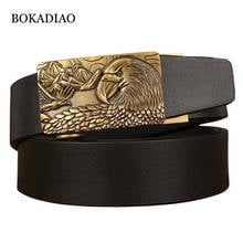 BOKADIAO-Cinturón de cuero genuino para hombre, correa de cuero negro con hebilla automática de Metal, de piel de vaca, de lujo 2024 - compra barato