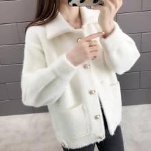 Women 2021 Autumn Winter New Imitation Mink Velvet Coats Female Thick Sweater Cardigan Jackets Ladies Short Loose Outwears W565 2024 - buy cheap