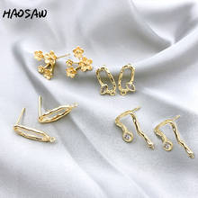 HAOSAW Escolher 4 Pçs/lote Flores/Acessórios Da Jóia/Multi Designs/Feitas À Mão Encantos DIY/Genuine Chapeamento de Ouro/Brincos Do Parafuso Prisioneiro 2024 - compre barato