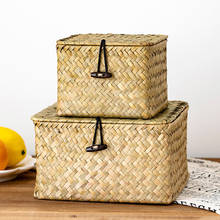 Handmade Seagrass Woven Storage Box Seaweed Storage Finishing Basket with Lid Sundry Bath Cosmetic Towel Container 2024 - buy cheap