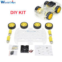 Kit de chassi de carro robô inteligente 4wd, conjunto de chassi de carro robô inteligente com codificador de velocidade e caixa de bateria para arduino diy 2024 - compre barato