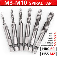 M3-M10 HSS Screw Metric Thread Tap Drill Bits 6Pcs Set 1/4'' Hex Shank Thread Cutter Countersink Metric Tap Bit Hand Tool D30 2024 - buy cheap