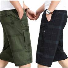 Mens Pants Men's Casual Lattice Cropped Trousers Loose Summer Men Cargo Pants 3/4 Length Casual Workout Pants 2024 - buy cheap