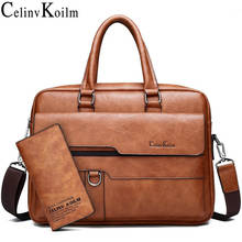 Celinv Koilm Men's Briefcase Bags High Quality Leather Men Business Crossbody Shoulder Travel Bag For 14' Laptop iPad A4 files 2024 - buy cheap