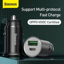 Автомобильное зарядное устройство Baseus 30 Вт PPS, быстрое зарядное устройство 4,0 USB Type C PD, быстрое зарядное устройство для автомобиля, быстрое зарядное устройство для Samsung, для Huawei, Xiaomi 2024 - купить недорого