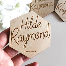 Invitación de boda hexagonal personalizada, fecha guardada de madera, nombre personalizado, fecha guardada, imán 2024 - compra barato