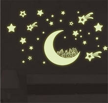 Lua estrela adesivos de parede estrelas lua decoração para casa espaço luminoso planetas adesivos de parede menino crianças quarto decalques 2024 - compre barato