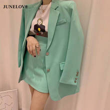 Junelove terno feminino primavera moda coreana blazer e saias conjunto com saia cintura alta duas peças desgaste único 2024 - compre barato