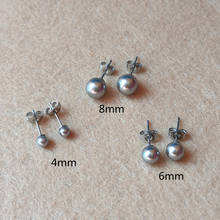 Pendientes de acero inoxidable 316L con perlas naturales grises, sin decoloración, hipoalergénicos 2024 - compra barato