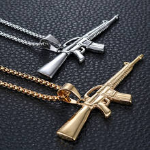 Hip Hop AK47 Gun Pendant Necklace For Women Men Jewelry 4Size Stainless Steel Chains Military Necklaces Male Jewelry 2024 - buy cheap