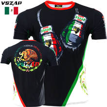 Vszap boxe fighter secagem rápida, camiseta elástica de combate muay thai transmissão de esportes para mma artes marciais 2024 - compre barato