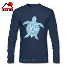 Skip a Straw Save a Turtle Shirt Protect ocean T Shirt Tops 2019 Print Letters Men Volunteer T-Shirt Comical Long Sleeves Men'S 2024 - buy cheap