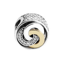 QANDOCCI 925 Sterling Silver Interlinked Circles Charm Bead Fits Bracelets Diy Jewelry Making Spring Collection 2024 - buy cheap