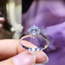 Anillo de plata 925 de moissanita, anillo de diamante de laboratorio de corte redondo, estilo romántico, regalo de aniversario de boda, anillo de propuesta VVS1 2024 - compra barato