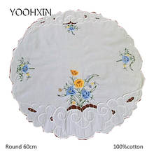 NEW white Lace round cotton Embroidery table cloth place mat dish Tea placemat wedding napkin Christmas tablecloth kitchen decor 2024 - buy cheap