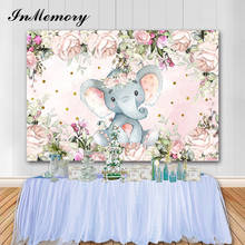 InMemory Cute Elephant Baby Shower Backdrop Flowers Newborn Birthday Party Animal Photography Background Photo Studio Props 2024 - buy cheap