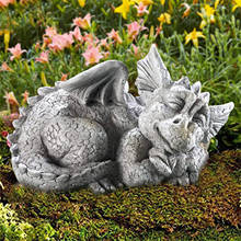 1pcs Dragon Baby Garden Statue Adorable Sleep Stone Decoration Outdoor For Home Outdoor Garden Art Ornaments Lawn Yard Decor 2024 - buy cheap