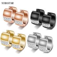 Four Colors Hoop Earrings Simple Design 316L Stainless Steel Women Crystal Earrings Never Fading Jewelry 2024 - buy cheap