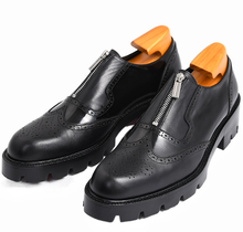 Bullock-zapatos informales de piel de vaca para hombre, calzado de Punta Alta con cremallera tallada, transpirable, punta redonda, suela gruesa juvenil 2024 - compra barato