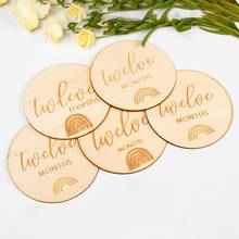 12 Pcs Baby Milestone Cards Wooden Commemorate Baby Birth Monthly Recording Discs Newborn Shower DIY Gifts 2024 - buy cheap