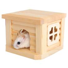 1 шт натуральный деревянный домик хомяк дом плоская крыша домашнее животное играющая игрушечная клетка орнамент 2024 - купить недорого