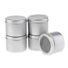 Envases vacíos de aluminio para velas, envases de cremas redondas, bálsamo labial, tapa de lata, aptos para cosméticos/bálsamos de tamaño de viaje, 5x60ml 2024 - compra barato