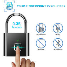 Умный Bluetooth перезаряжаемый дверной замок, блокировка по отпечатку пальца, Противоугонный замок без ключа безопасности с USB-кабелем 2024 - купить недорого