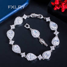 Fxlry pulseira geométrica em forma de gota, pulseira de alta qualidade moderna para mulheres com zircônia aaa joias fashion 2024 - compre barato