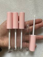 Tubos redondos de brilho labial vazios, 10ml, tampas rosa, tubos transparentes de brilho labial, tubos de cílios, garrafa de tampa rosa 2024 - compre barato