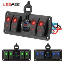 LEEPEE-Panel de interruptor de coche impermeable, voltímetro Digital LED, Panel de interruptor basculante marino, Control de circuito, 4 bandas, 12 ~ 24V 2024 - compra barato