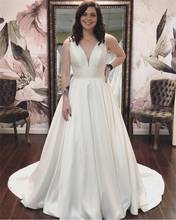Nuoxifang-vestido de noiva feminino, sem mangas, decote em v, sexy, linha a, personalizado, cetim, para noiva, 2020 2024 - compre barato