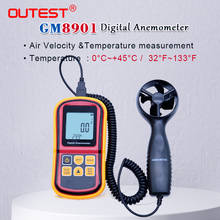 Высокоточный Анемометр GM8901 0 ~ 45 м/с, ЖК-дисплей, цифровой анемометр, измеритель скорости воздуха и температуры 2024 - купить недорого