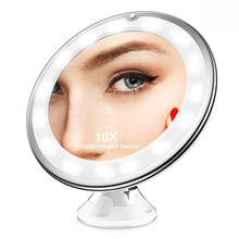 Espelho lupa para maquiagem 10x, luz led para maquiagem, avião, suporte, bolso, espelho de cosméticos 2024 - compre barato