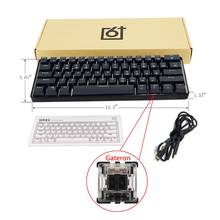 Проводная Механическая клавиатура со светодиодной подсветкой RGB, портативная компактная Водонепроницаемая мини-игровая клавиатура с 61 клавишами Gateron, переключатели для ПК Mac 2024 - купить недорого